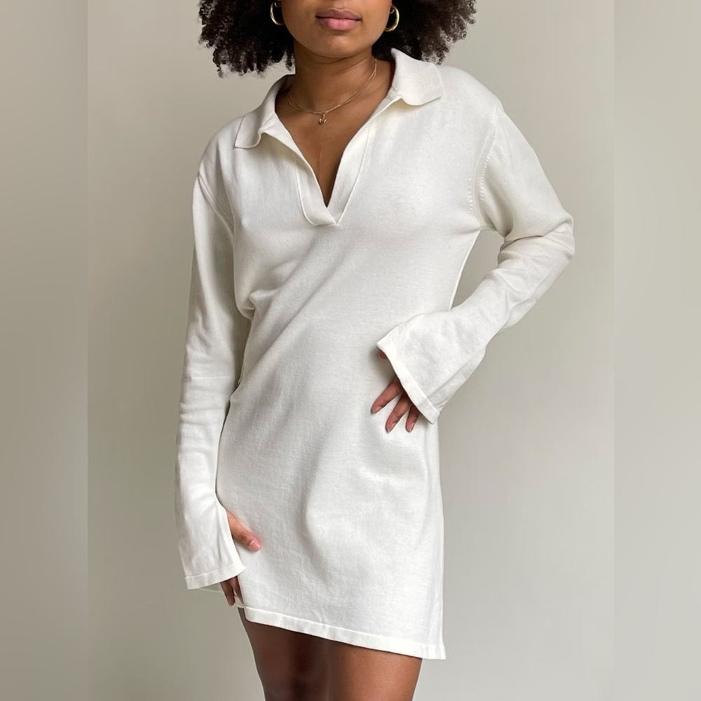 Djerf Avenue Getaway Dress in Cream, size Large